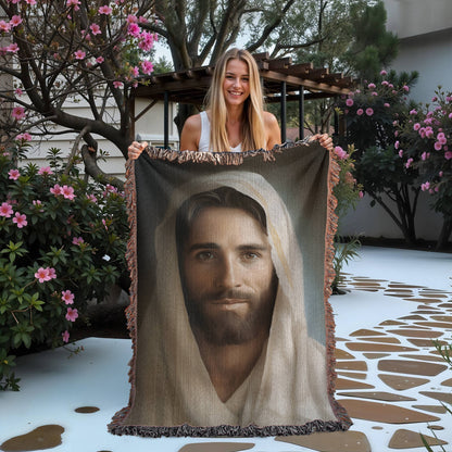 Portrait Of The Messiah Jesus | Christian Woven Throw Blanket - ChristVisions