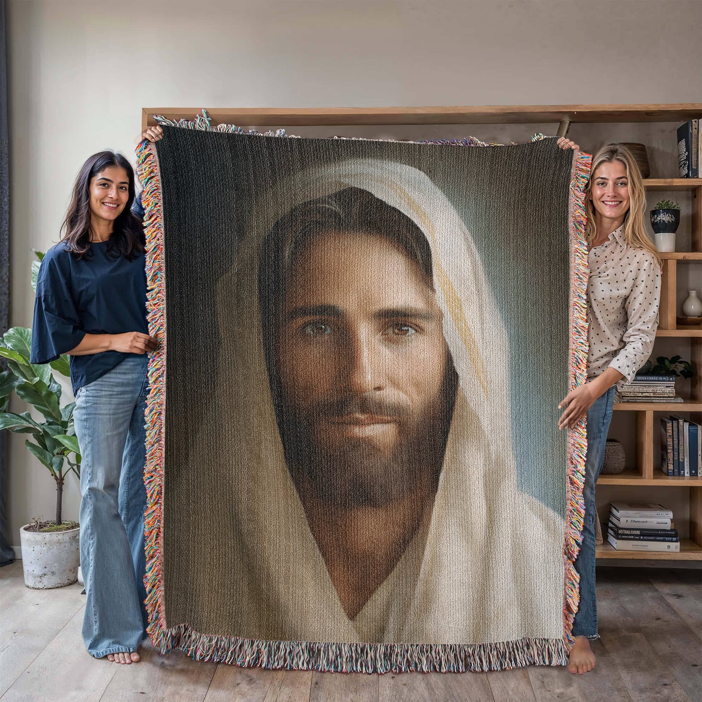 Portrait Of The Messiah Jesus | Christian Woven Throw Blanket - ChristVisions