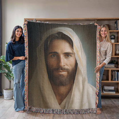 Portrait Of The Messiah Jesus | Christian Woven Throw Blanket - ChristVisions