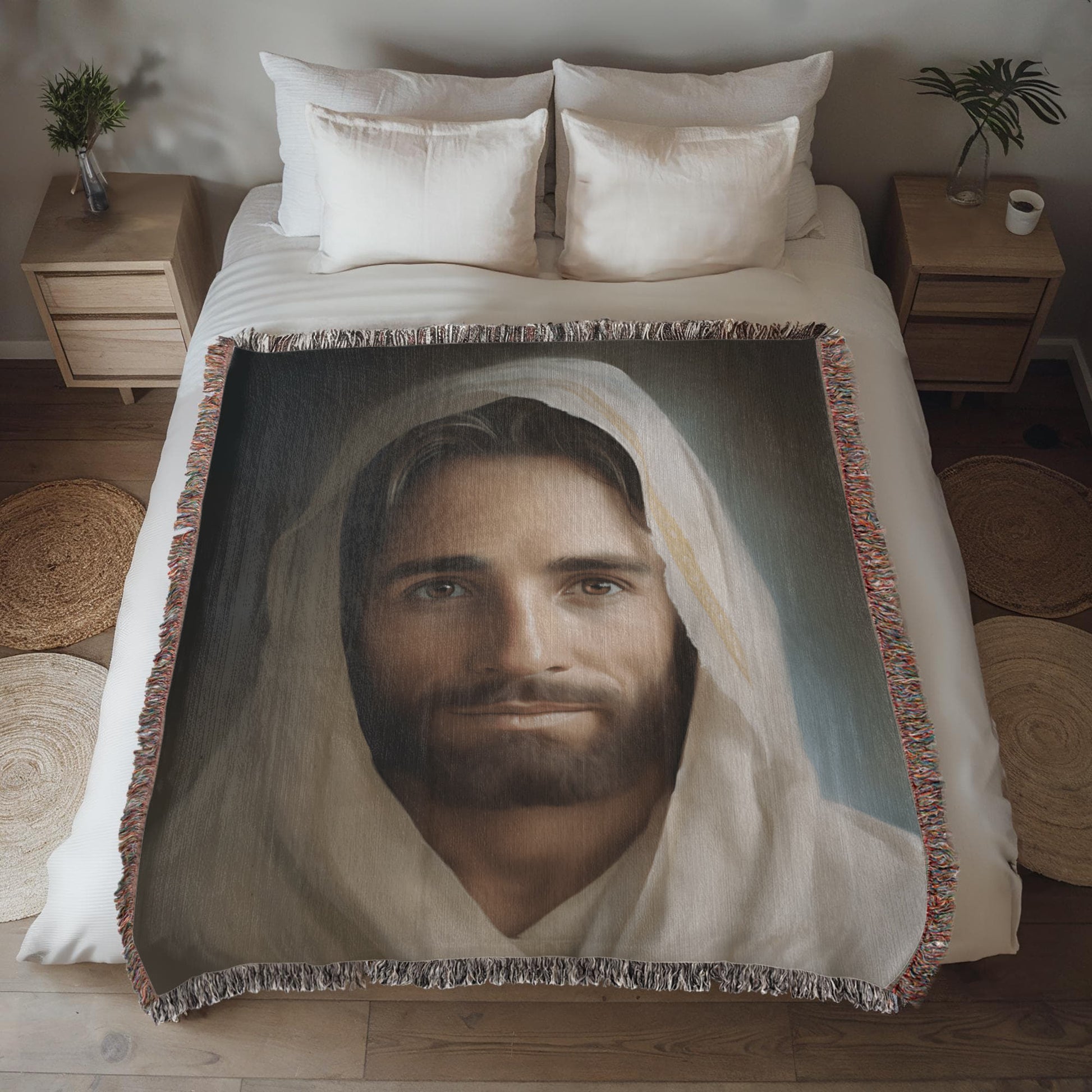 Portrait Of The Messiah Jesus | Christian Woven Throw Blanket - ChristVisions