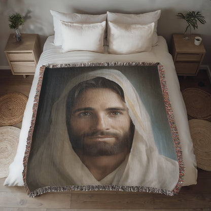 Portrait Of The Messiah Jesus | Christian Woven Throw Blanket - ChristVisions