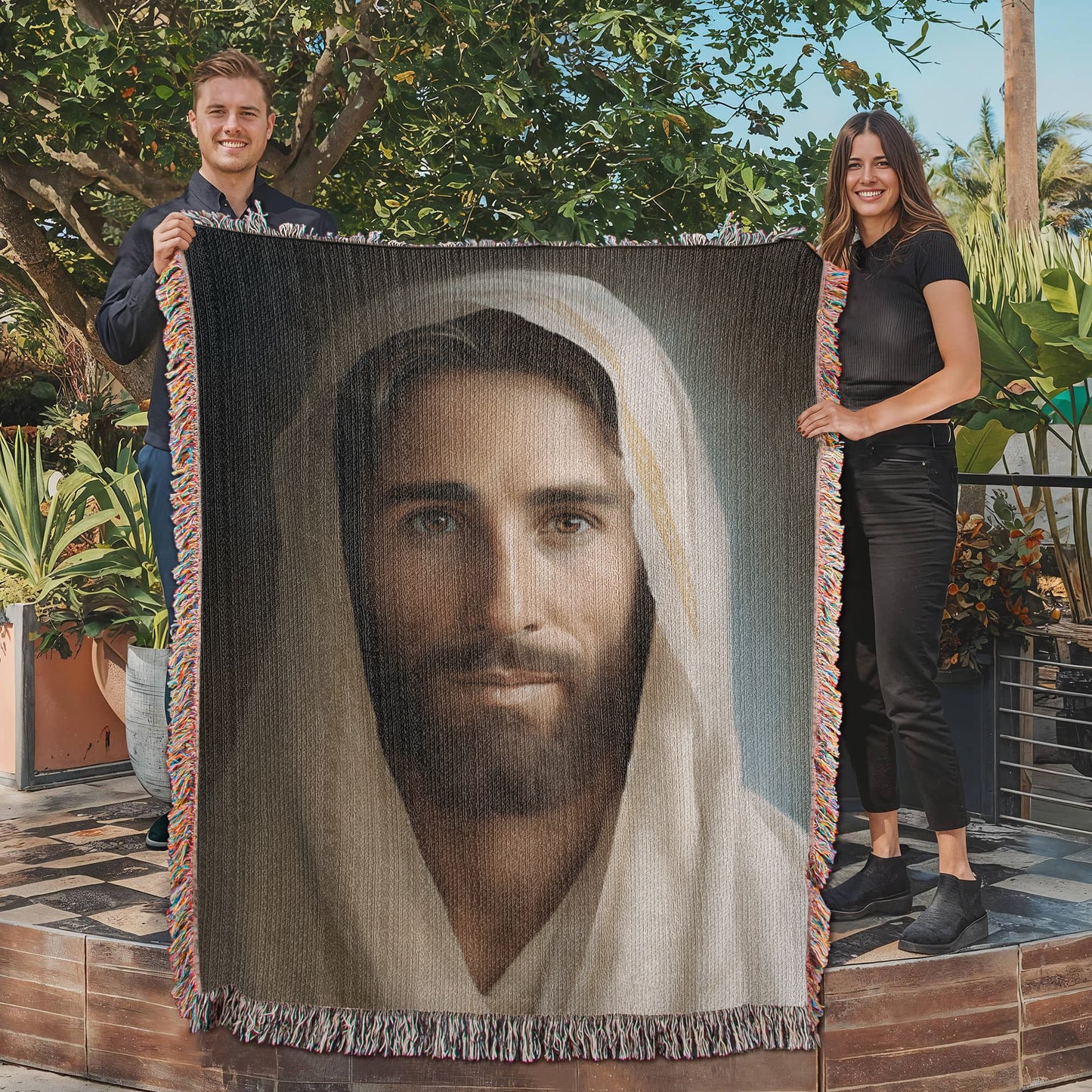 Portrait Of The Messiah Jesus | Christian Woven Throw Blanket - ChristVisions