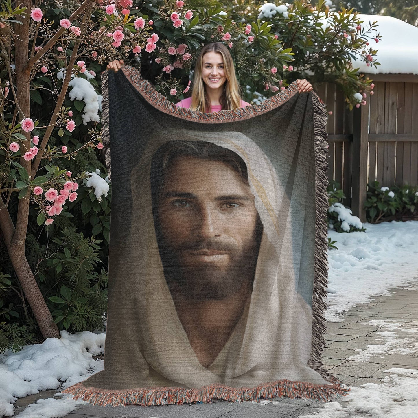 Portrait Of The Messiah Jesus | Christian Woven Throw Blanket - ChristVisions