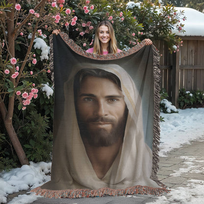 Portrait Of The Messiah Jesus | Christian Woven Throw Blanket - ChristVisions