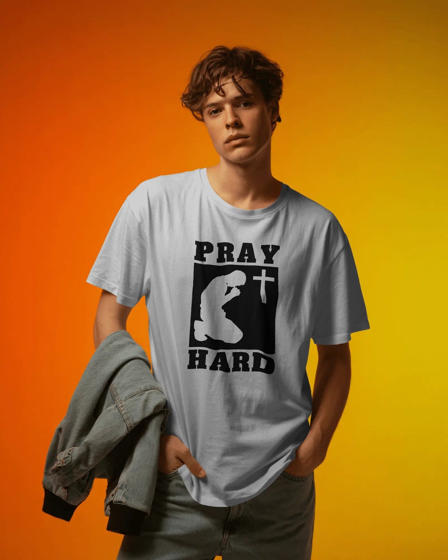 Pray Hard Christian Men's T-Shirt - ChristVisions