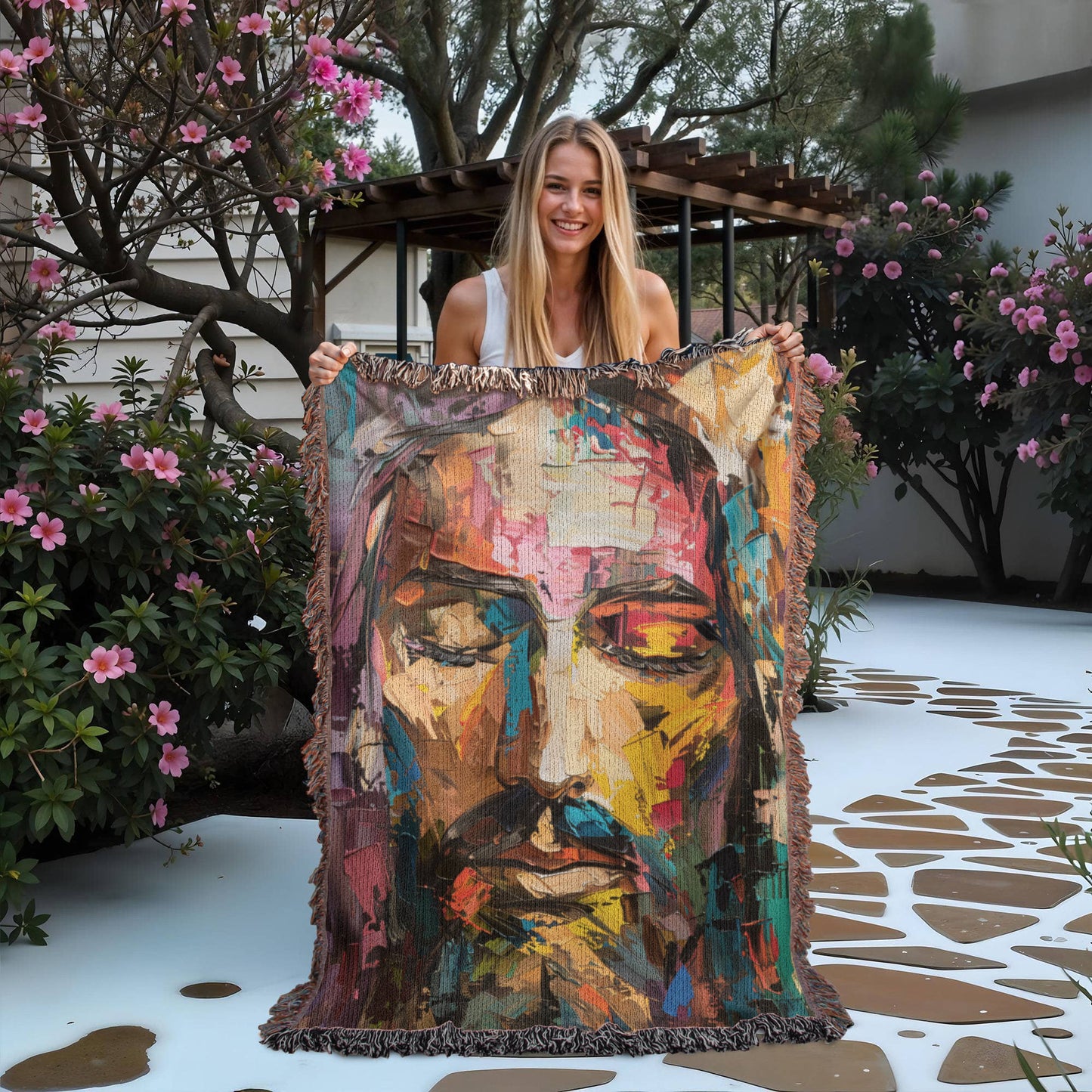 Rainbow Christ | Woven Christian Throw Blanket ATTEMPT 4