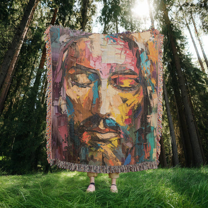 Rainbow Christ | Woven Christian Throw Blanket ATTEMPT 4
