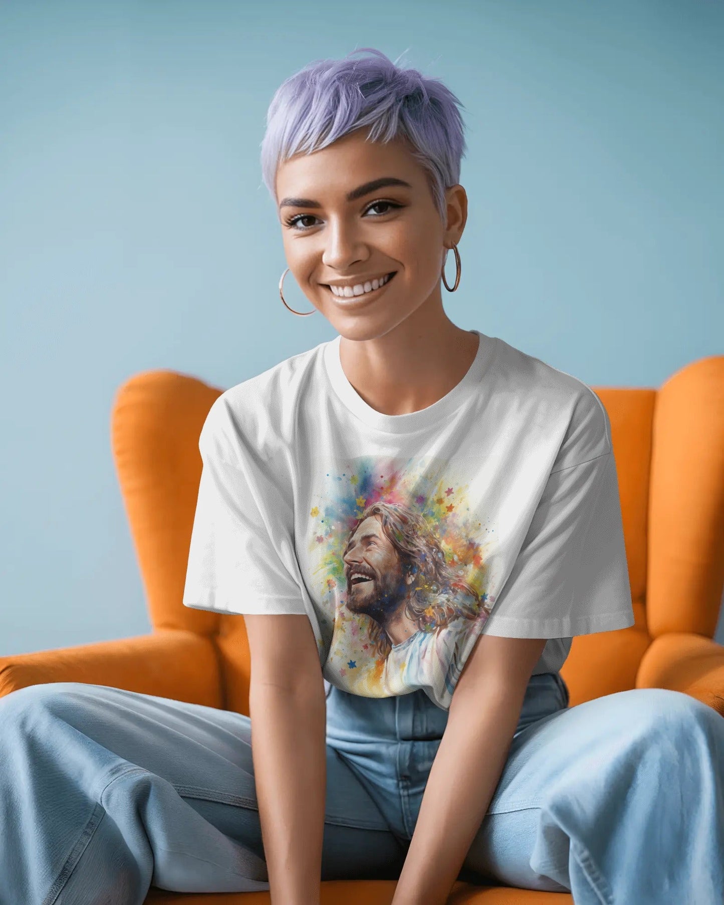 Rainbow - Faith Smiling Jesus T-Shirt - ChristVisions