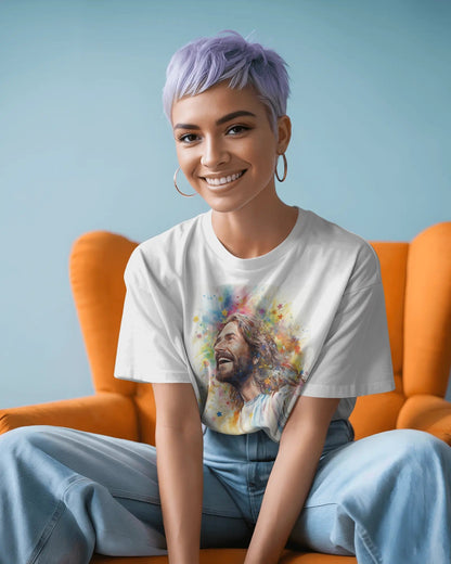 Rainbow - Faith Smiling Jesus T-Shirt - ChristVisions