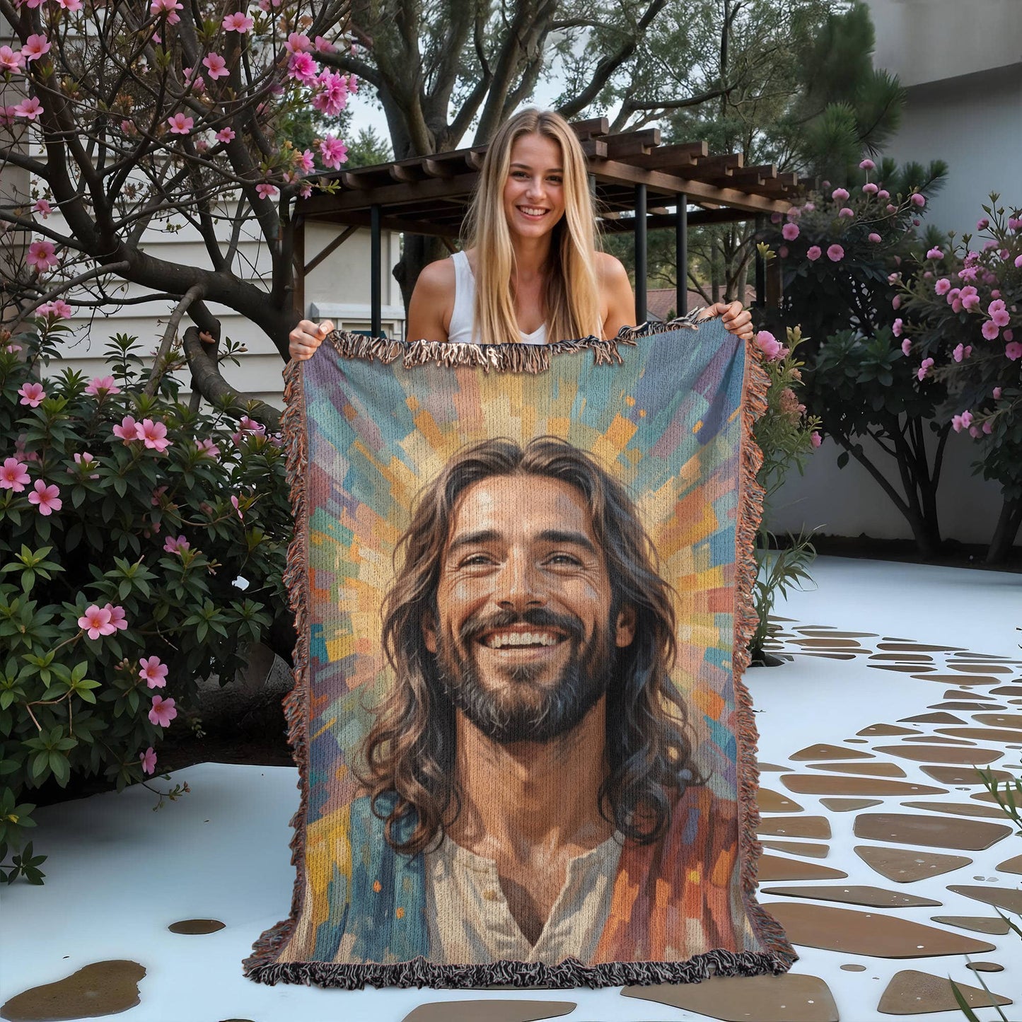 Rejoice In The Lord Jesus | Woven Throw Blanket