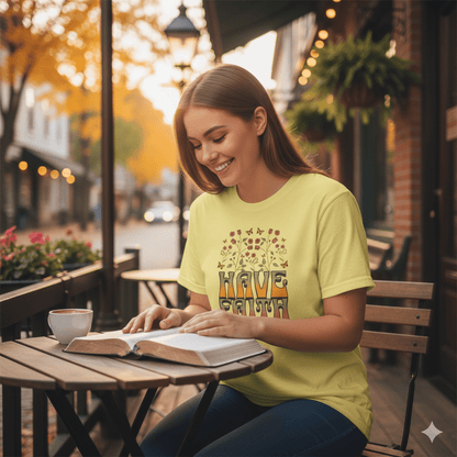 Retro 60s Style Have Faith Floral Design T-Shirt - ChristVisions