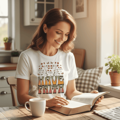 Retro 60s Style Have Faith Floral Design T-Shirt - ChristVisions