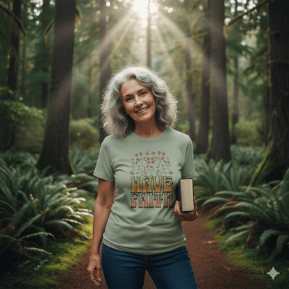 Retro 60s Style Have Faith Floral Design T-Shirt - ChristVisions