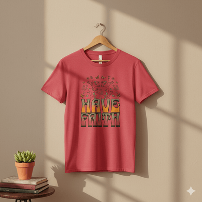 Retro 60s Style Have Faith Floral Design T-Shirt - ChristVisions