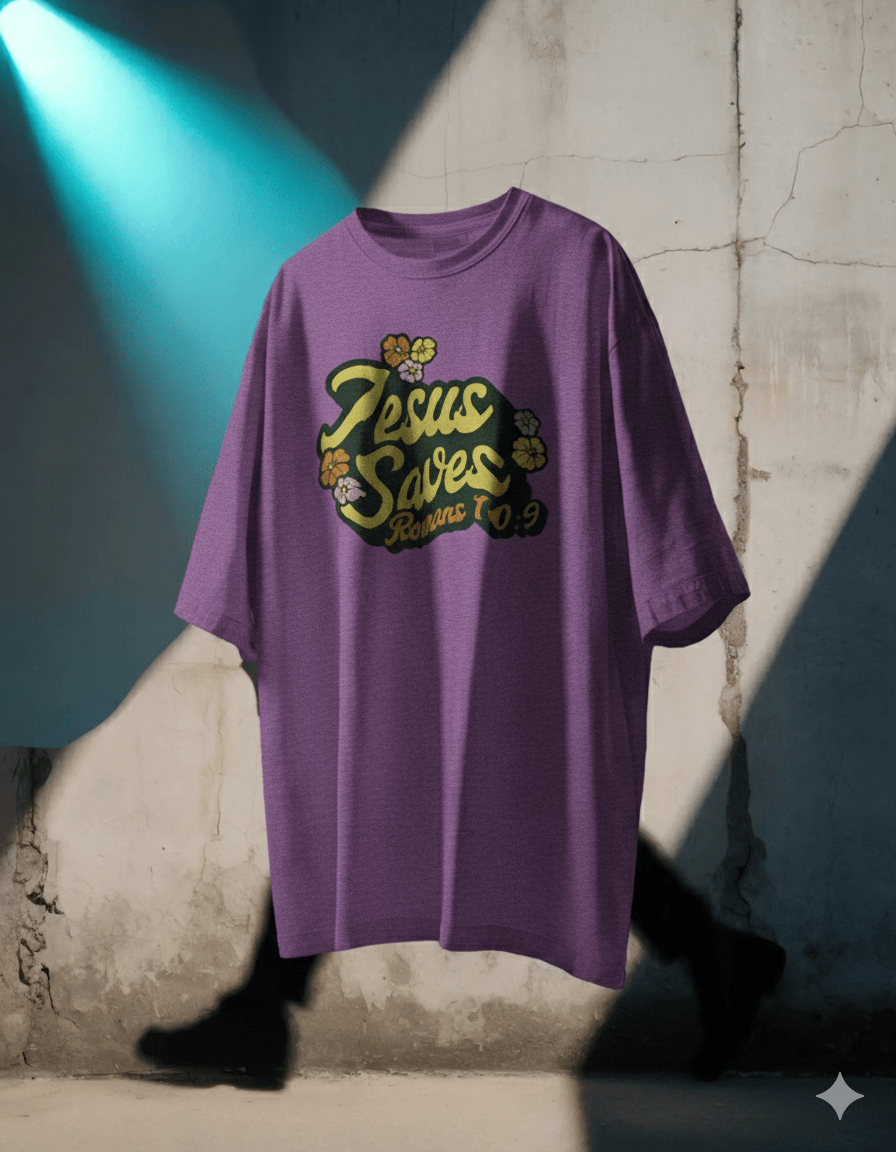 Romans 10:9 Jesus Saves 1960s - Style T-shirt - ChristVisions