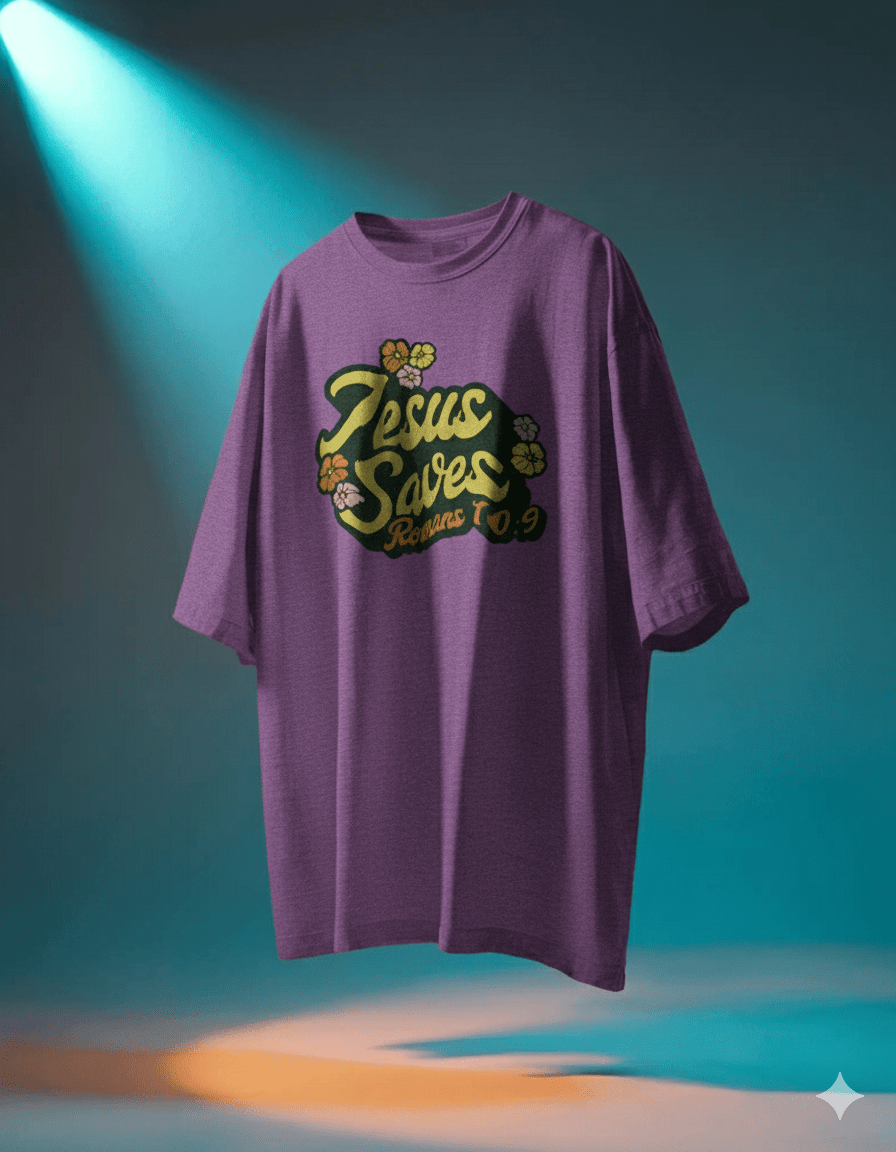Romans 10:9 Jesus Saves 1960s - Style T-shirt - ChristVisions