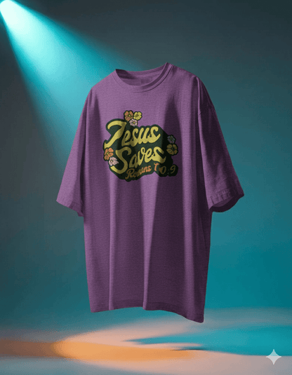 Romans 10:9 Jesus Saves 1960s - Style T-shirt - ChristVisions