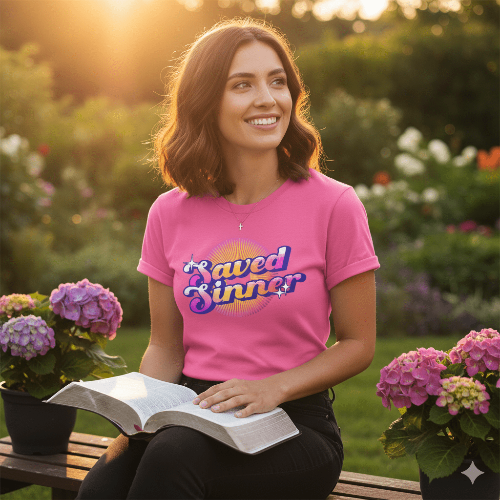 Saved Sinner 90s - Style T-Shirt - ChristVisions