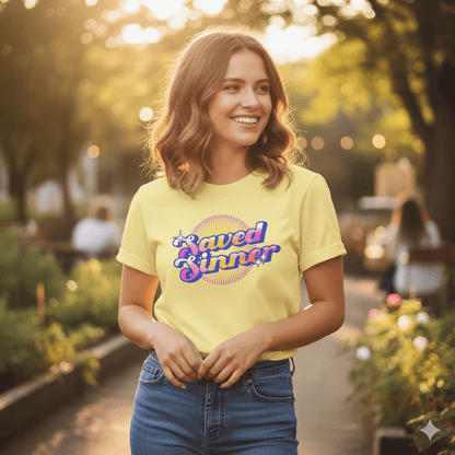 Saved Sinner 90s - Style T-Shirt - ChristVisions