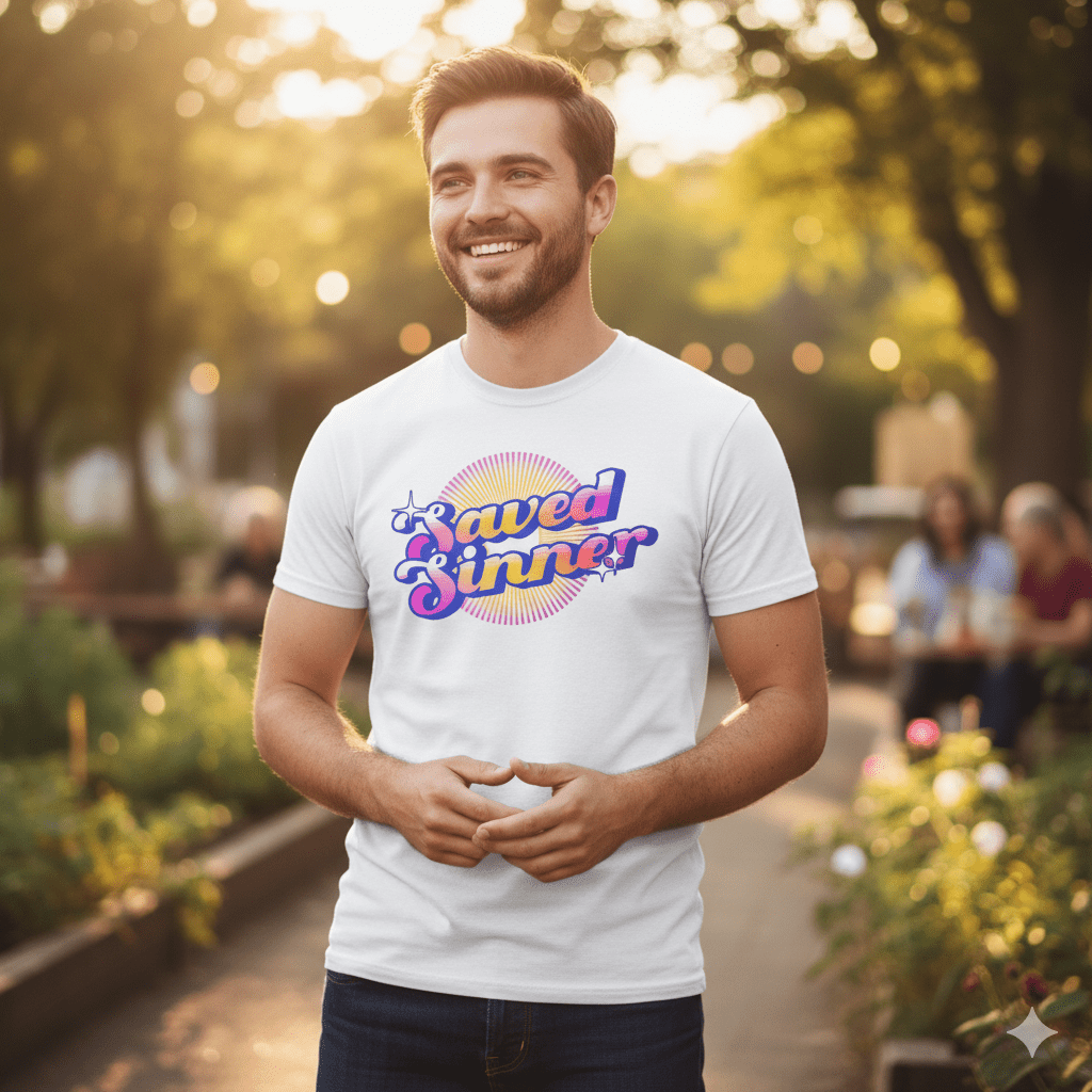 Saved Sinner 90s - Style T-Shirt - ChristVisions