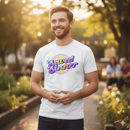Saved Sinner 90s - Style T-Shirt - ChristVisions
