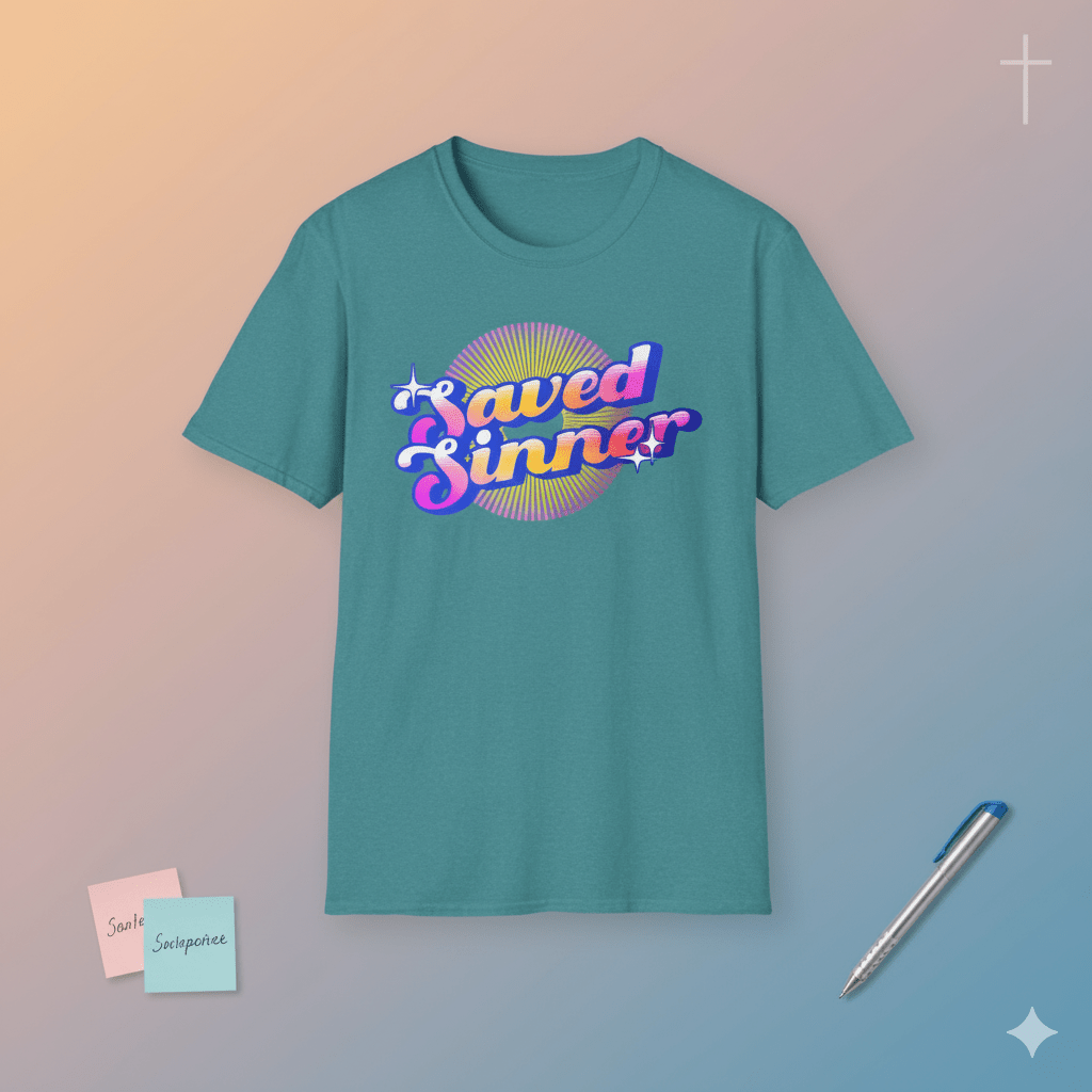 Saved Sinner 90s - Style T-Shirt - ChristVisions