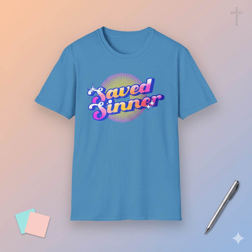 Saved Sinner 90s - Style T-Shirt - ChristVisions
