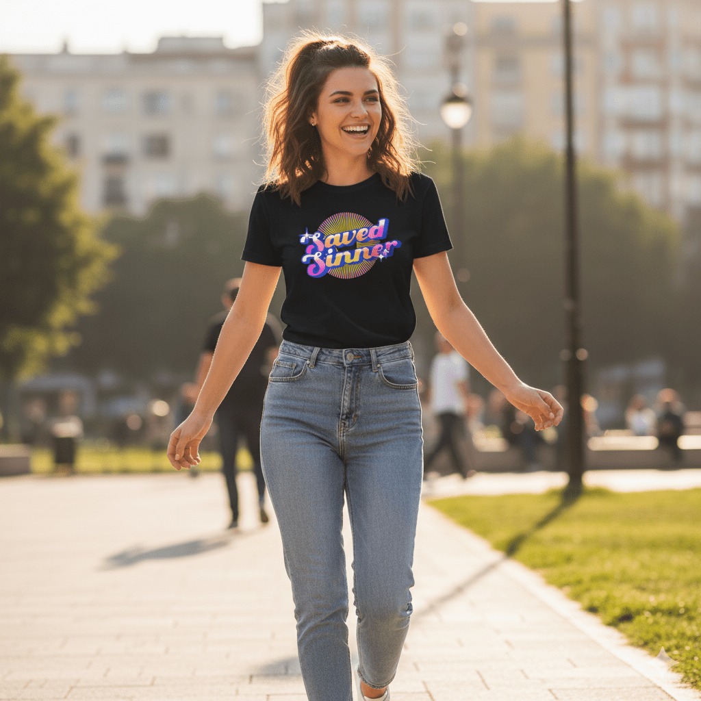 Saved Sinner 90s - Style T-Shirt - ChristVisions