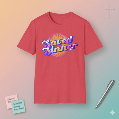 Saved Sinner 90s - Style T-Shirt - ChristVisions