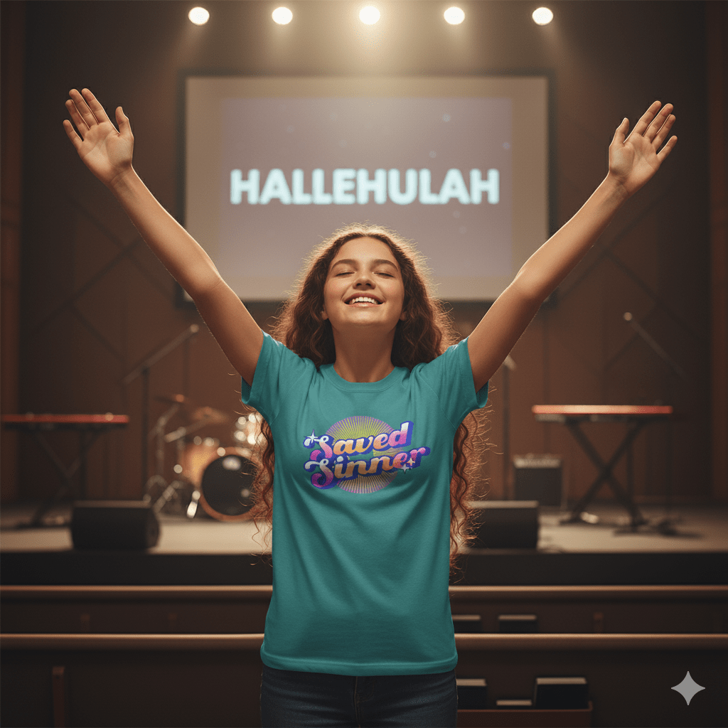 Saved Sinner 90s - Style T-Shirt - ChristVisions