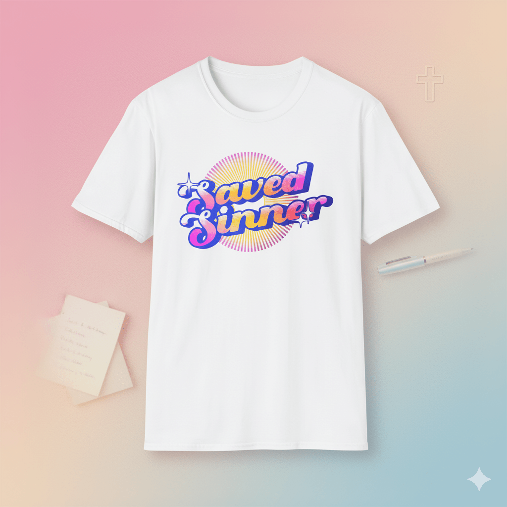 Saved Sinner 90s - Style T-Shirt - ChristVisions