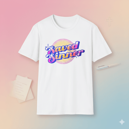 Saved Sinner 90s - Style T-Shirt - ChristVisions