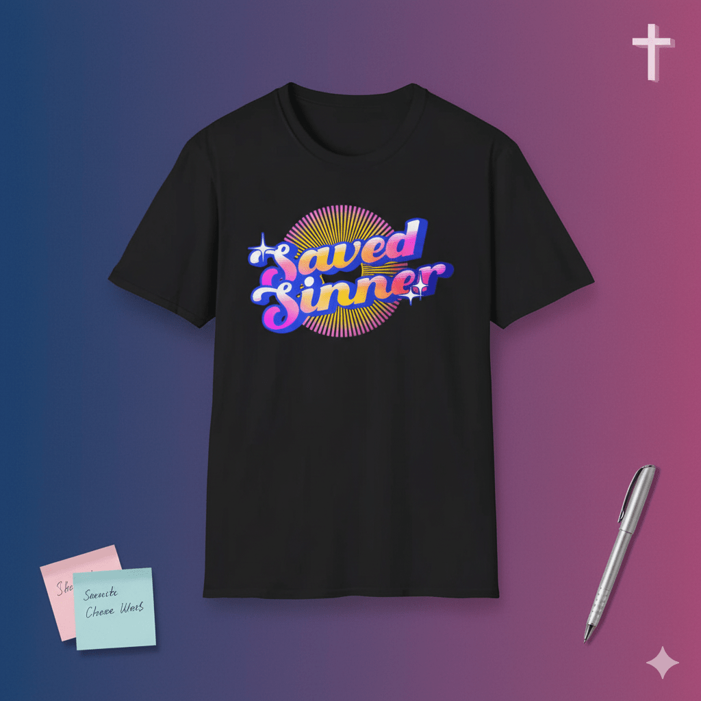 Saved Sinner 90s - Style T-Shirt - ChristVisions