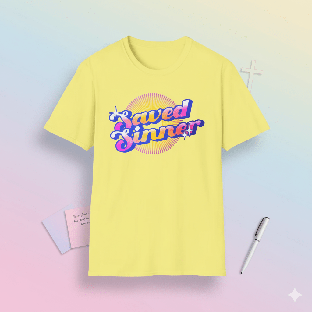 Saved Sinner 90s - Style T-Shirt - ChristVisions