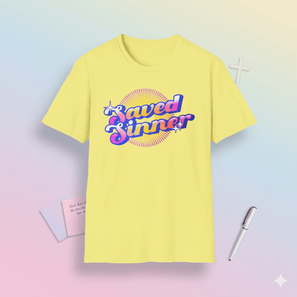 Saved Sinner 90s - Style T-Shirt - ChristVisions