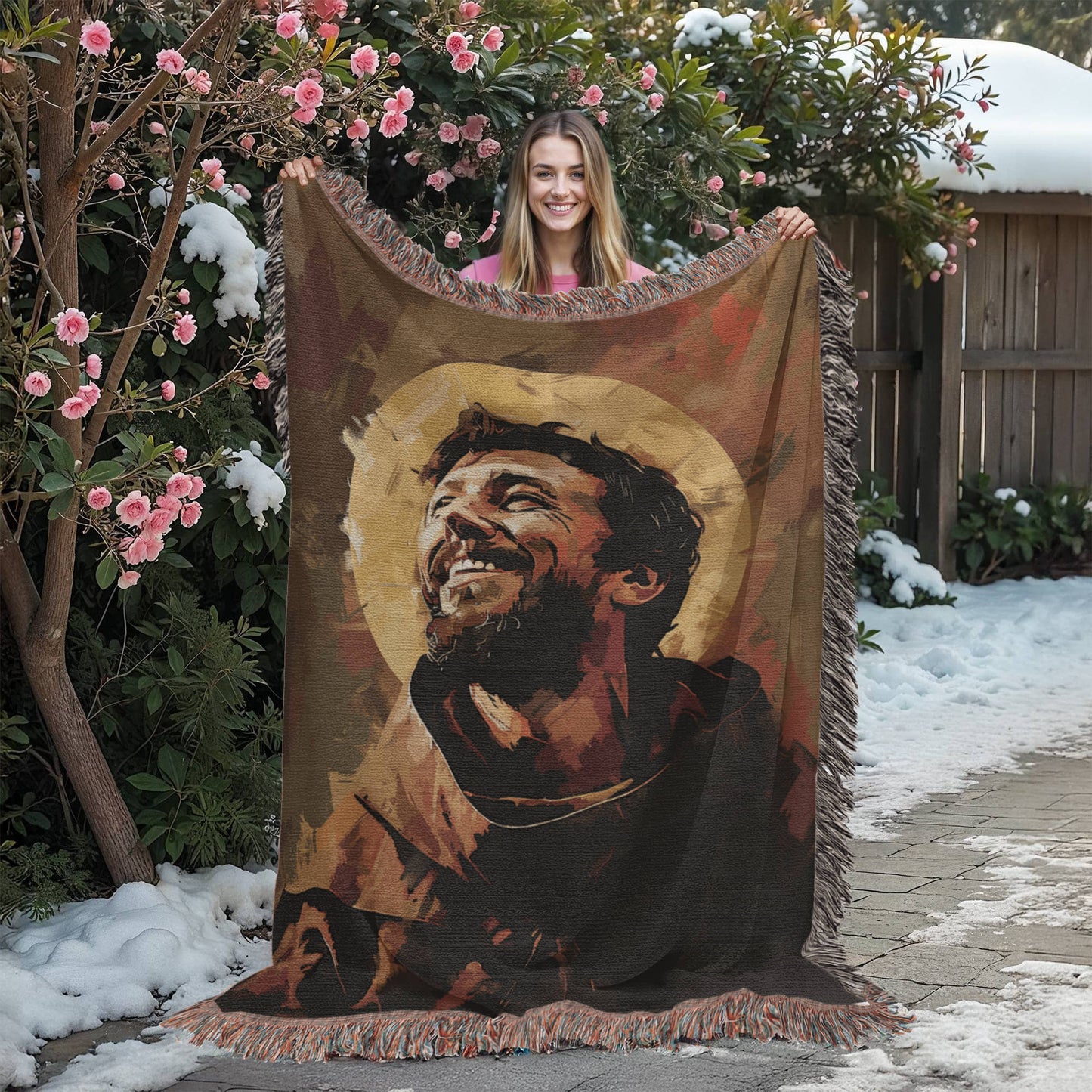 The Joy Of Saint Francis | Woven Christian Throw Blanket